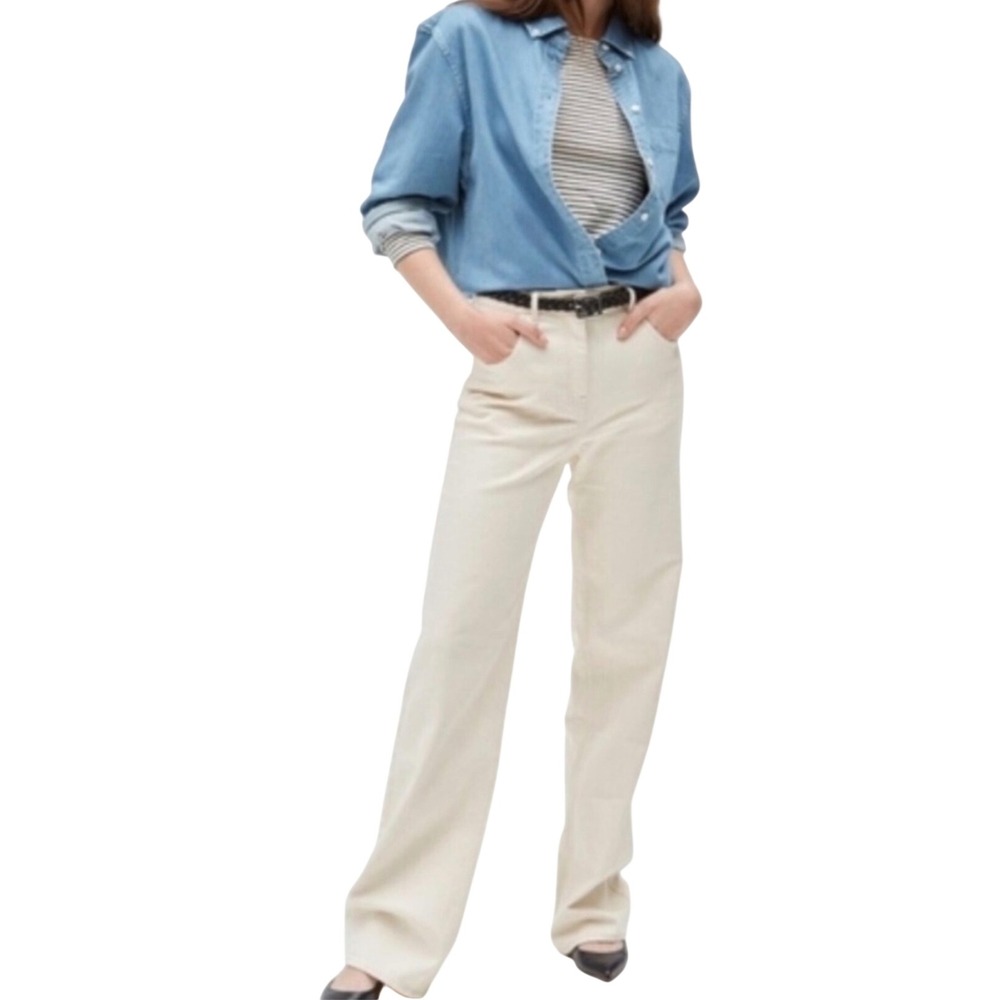 Thakoon Jeans High Waisted Denim Pant Ecru Wide Leg Sizeâ 8